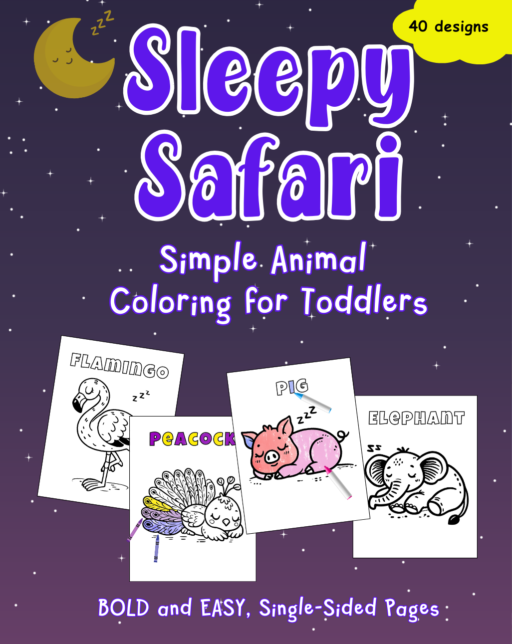 Sleepy Safari: Simple Animal Coloring for Toddlers