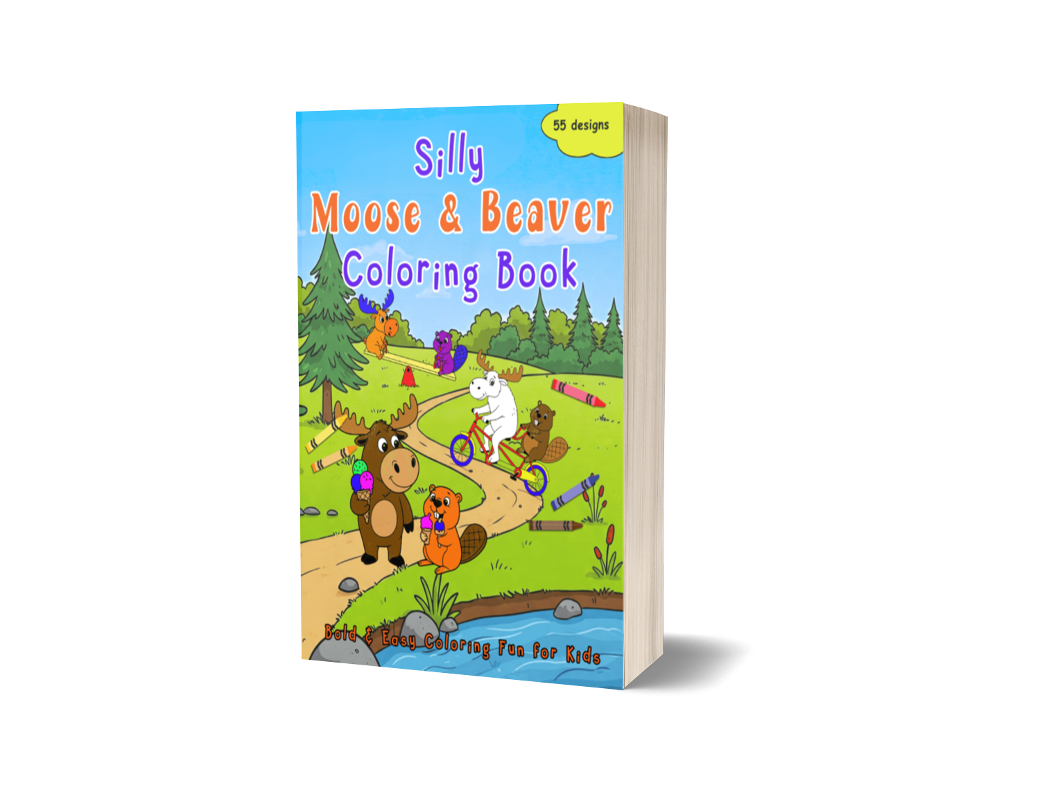 Silly Moose and Beaver Coloring Book