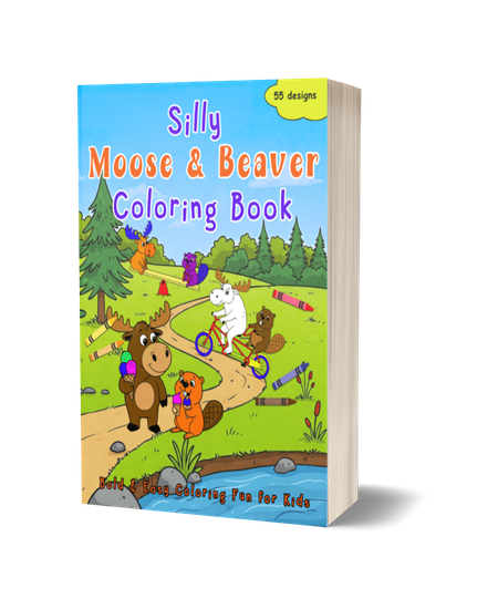 Silly Moose and Beaver Coloring Book